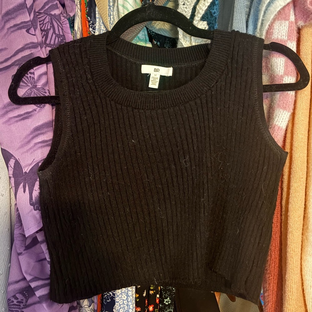 BP Medium Black Ribbed Crop Top Sweater